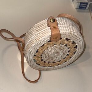 Handmade White and Tan Woven Women's Bag